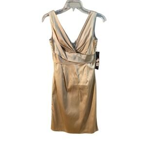 Donna Ricco New‎ York Petite Size 2Sheath Dress Champagne V Neck Cocktail NWT